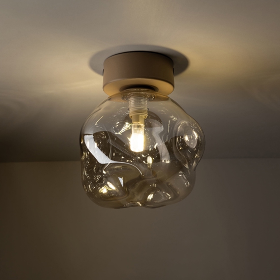 Lampada da soffitto tortora plafoniera sfera vetro design cognac 